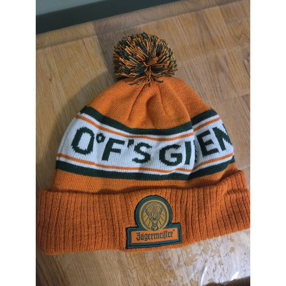 Jagermeister Beanie 0° F's Given Pom Orange Winter Knit Hat Liquor Promo